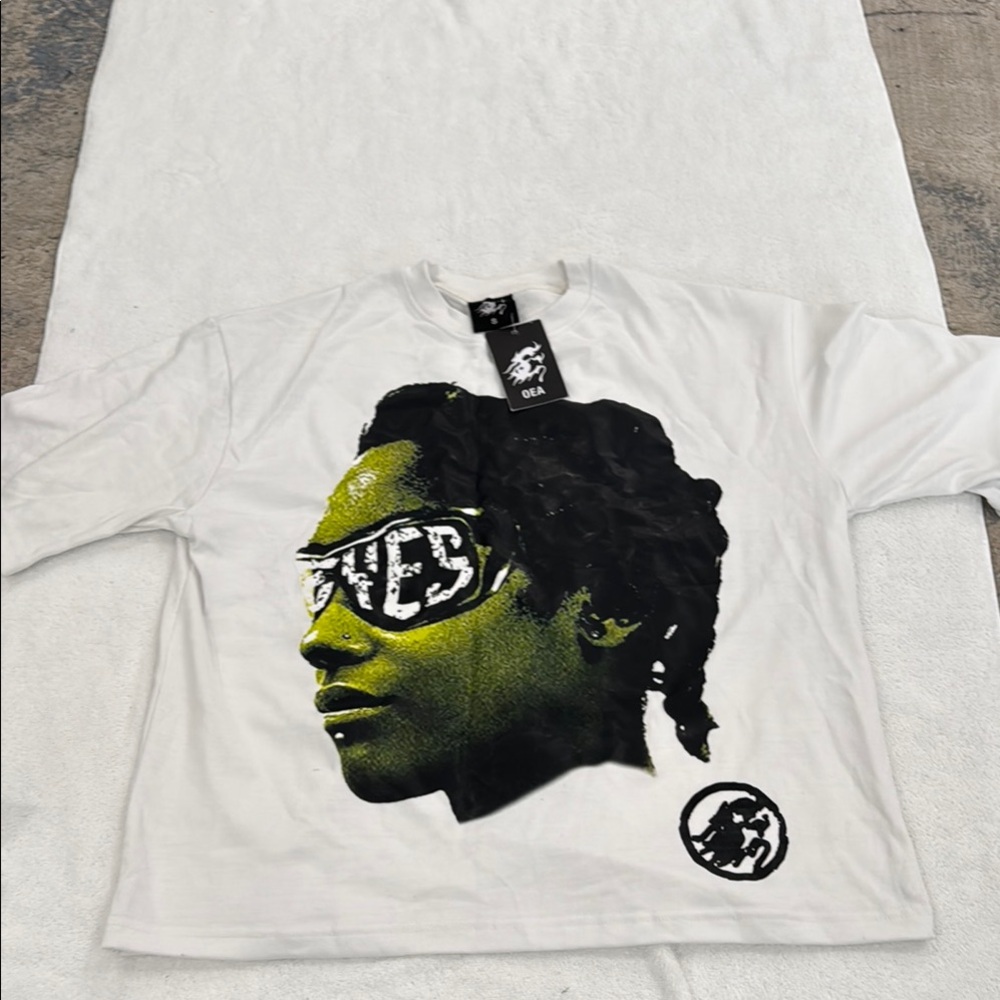 Black and White Long Sleeve Tee with Urban Graphic Design